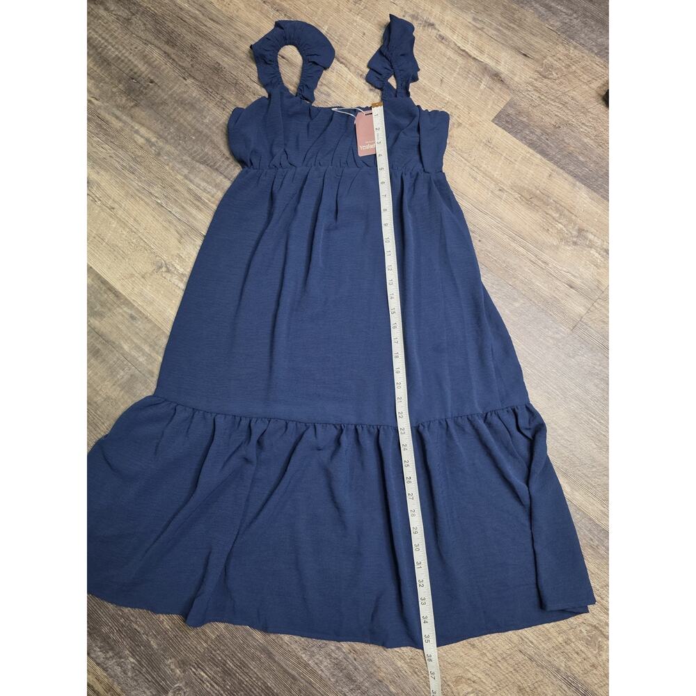 Yesfashion Womens Size S Navy Blue Tiered Ruffle Strap Smocked Midi Dress NWT - Picture 5 of 8